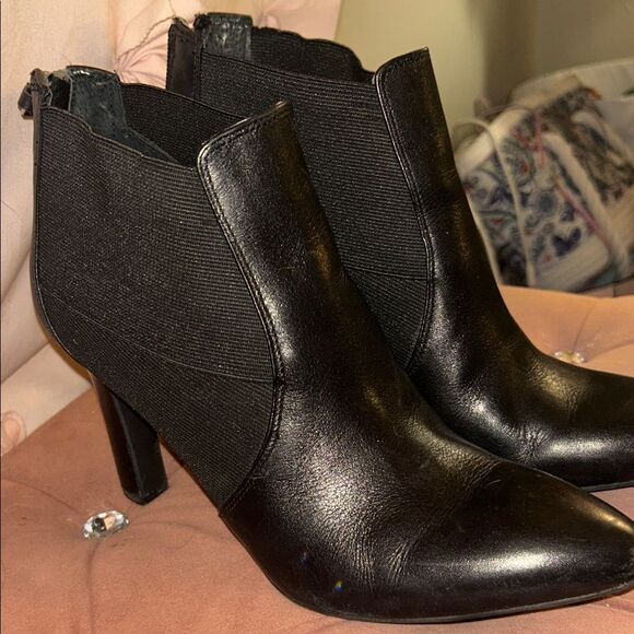 Franco Sarto Black Heeled Boots Sz 7 med - Picture 3 of 7